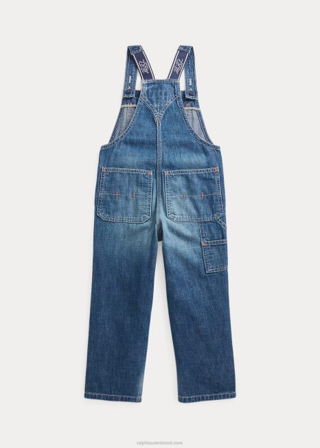 macacão jeans de algodão BD6J5822 crianças Ralph Lauren Merrill Wash