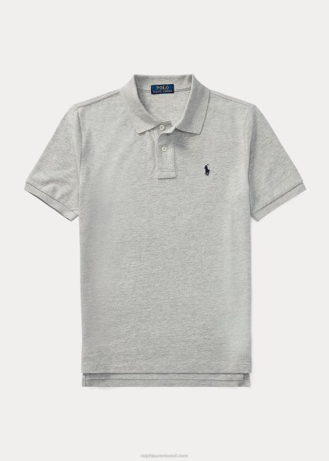 a icônica camisa polo de malha BD6J6041 crianças Ralph Lauren cinza