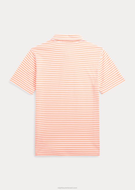 camisa pólo de jérsei de algodão listrado BD6J6084 crianças Ralph Lauren laranja claro/branco