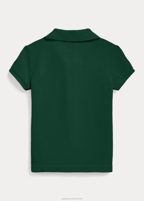 camisa pólo de malha de algodão BD6J6749 crianças Ralph Lauren urze verde faculdade