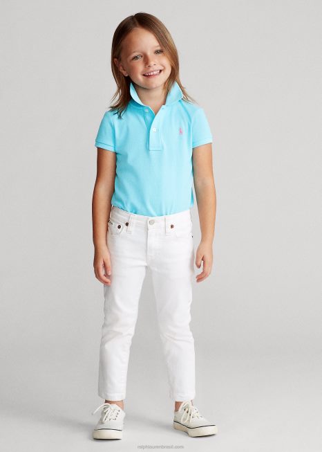 camisa pólo de malha de algodão BD6J6758 crianças Ralph Lauren nova turquesa