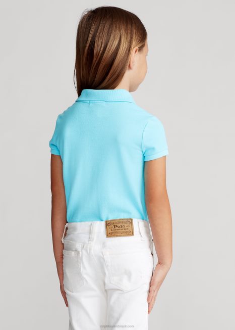 camisa pólo de malha de algodão BD6J6758 crianças Ralph Lauren nova turquesa