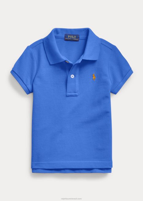camisa pólo de malha de algodão BD6J6760 crianças Ralph Lauren nova íris azul