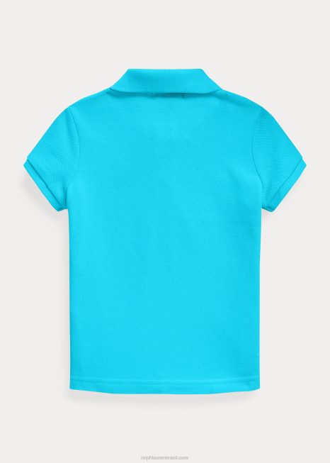 camisa pólo de malha de algodão BD6J6761 crianças Ralph Lauren enseada azul