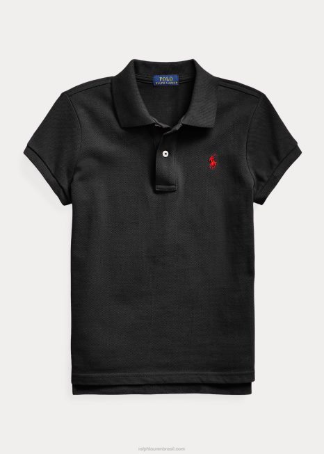 camisa pólo de malha de algodão BD6J6979 crianças Ralph Lauren preto