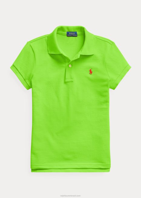 camisa pólo de malha de algodão BD6J6988 crianças Ralph Lauren kiwi limão