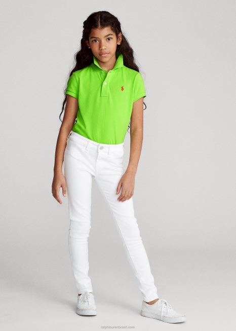 camisa pólo de malha de algodão BD6J6988 crianças Ralph Lauren kiwi limão
