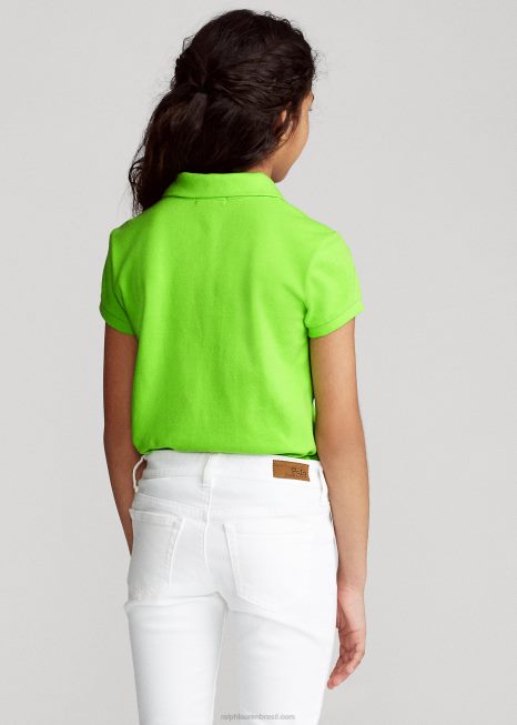 camisa pólo de malha de algodão BD6J6988 crianças Ralph Lauren kiwi limão