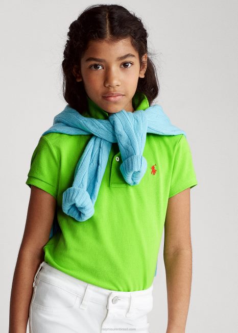 camisa pólo de malha de algodão BD6J6988 crianças Ralph Lauren kiwi limão