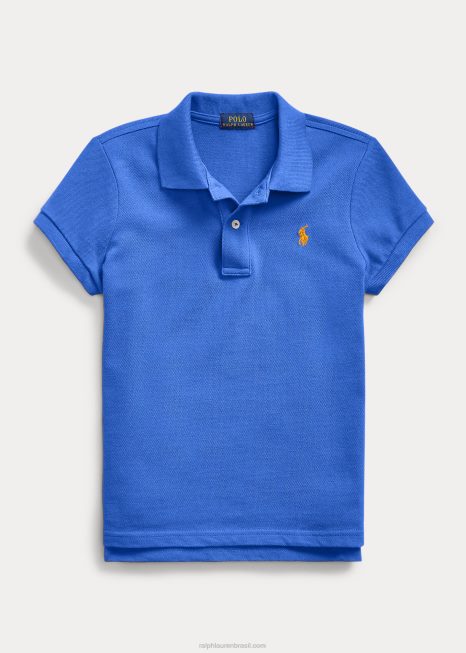 camisa pólo de malha de algodão BD6J7004 crianças Ralph Lauren nova íris azul