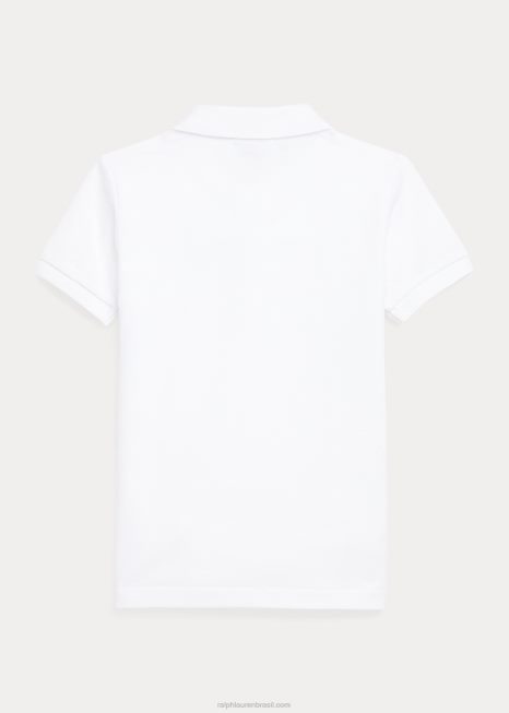 camisa pólo de malha de algodão de urso polo BD6J6500 crianças Ralph Lauren branco