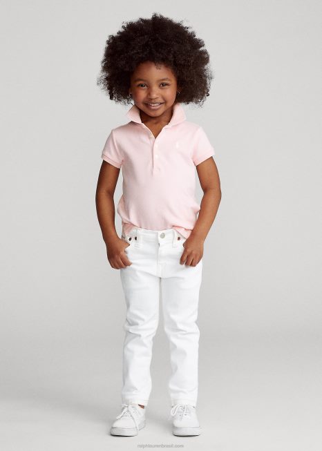 camisa pólo de malha de algodão elástico BD6J6784 crianças Ralph Lauren rosa brilhante