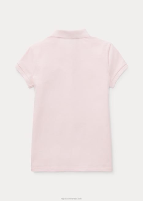 camisa pólo de malha de algodão elástico BD6J6784 crianças Ralph Lauren rosa brilhante