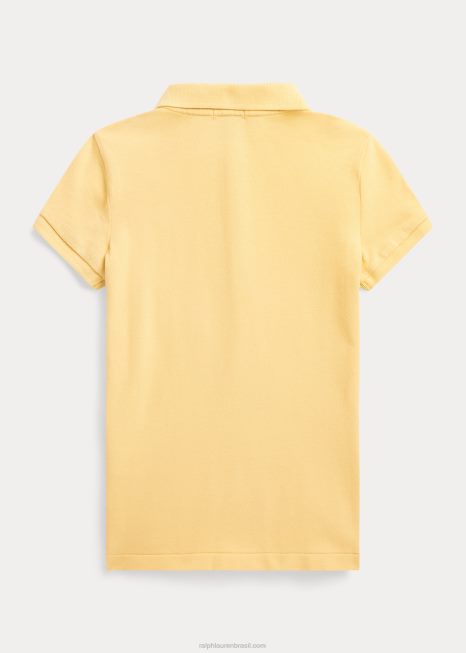 camisa pólo de malha de algodão elástico BD6J7046 crianças Ralph Lauren milho amarelo