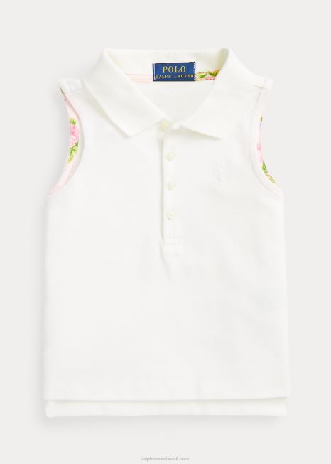 camisa pólo sem mangas de malha de algodão BD6J6813 crianças Ralph Lauren Deckwash branco