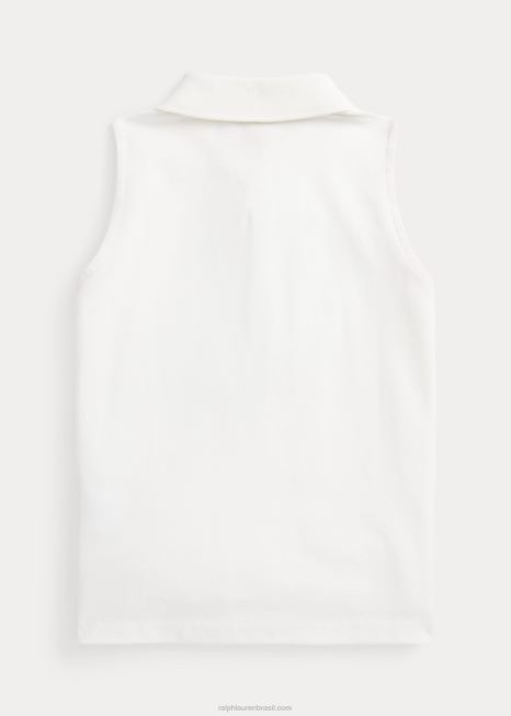 camisa pólo sem mangas de malha de algodão BD6J7060 crianças Ralph Lauren Deckwash branco