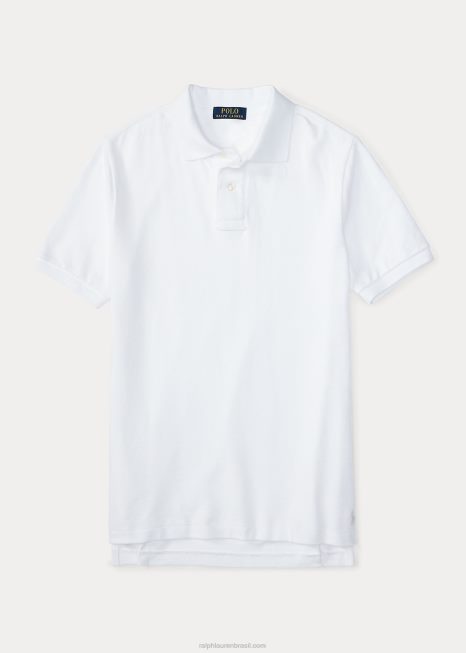 camisa pólo uniforme de malha de algodão BD6J6229 crianças Ralph Lauren branco