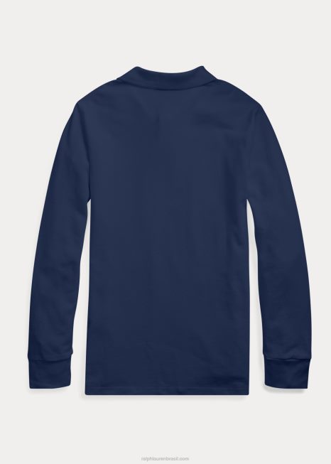 camisa pólo uniforme manga longa BD6J6232 crianças Ralph Lauren marinha de newport