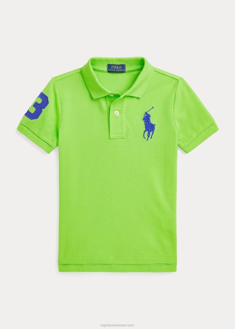 camisa polo de malha de algodão big pony BD6J6487 crianças Ralph Lauren galáxia verde