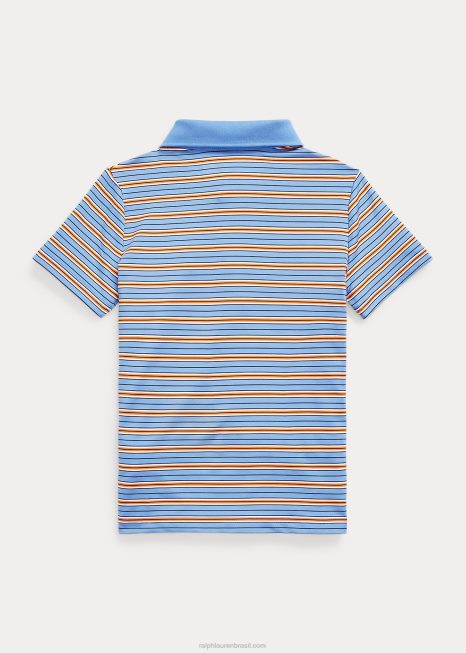 camisa polo listrada performance jersey BD6J6467 crianças Ralph Lauren porto ilha azul multi