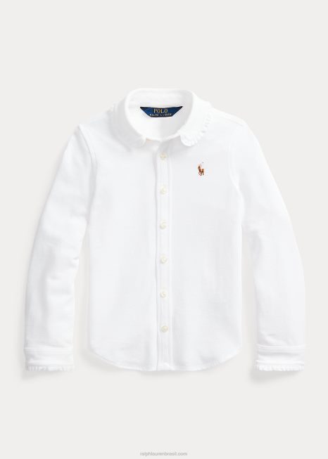 camisa malha oxford BD6J7399 crianças Ralph Lauren branco