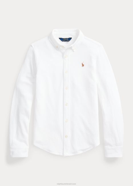 camisa malha oxford BD6J7550 crianças Ralph Lauren branco