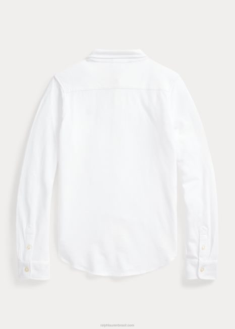 camisa malha oxford BD6J7550 crianças Ralph Lauren branco
