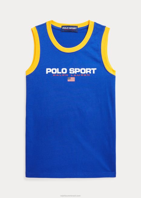 tanque de jérsei de algodão polo esporte BD6J6150 crianças Ralph Lauren estrela de safira