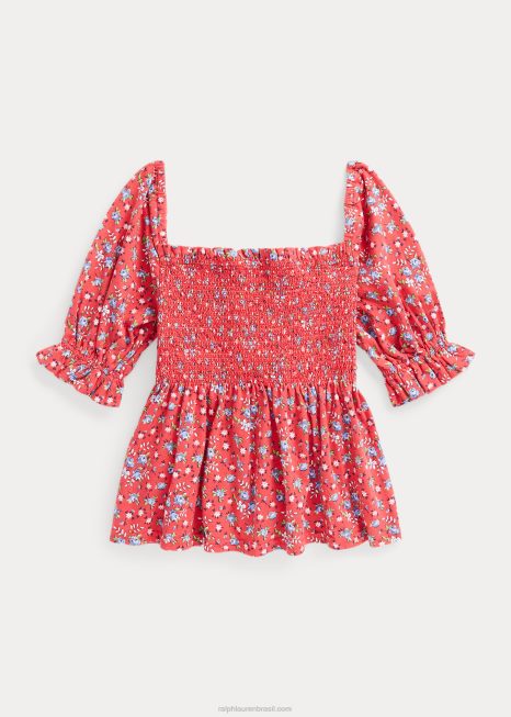 top de jérsei de algodão floral smocked BD6J7153 crianças Ralph Lauren feira country floral