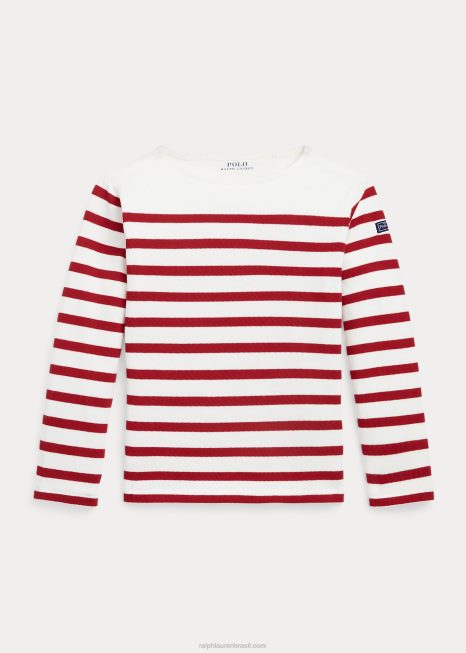 top de jersey de algodão listrado BD6J7418 crianças Ralph Lauren rl 2000 vermelho multi