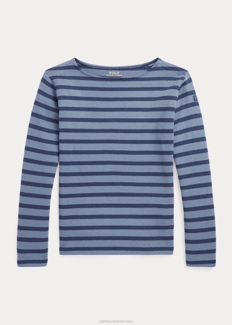 top de jersey de algodão listrado BD6J7592 crianças Ralph Lauren rústico marinho multi