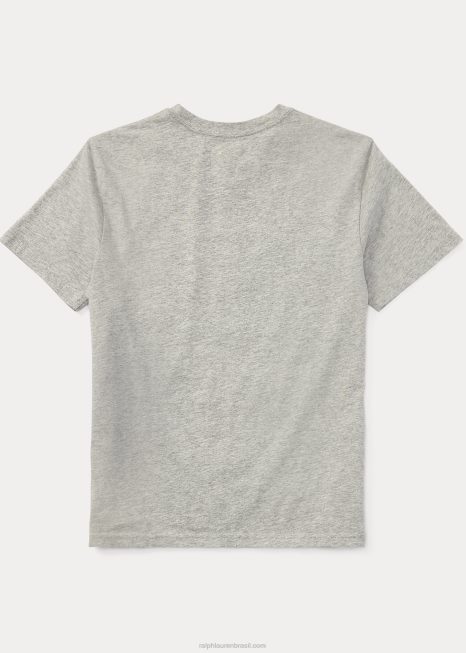 camiseta com decote em V em jersey de algodão BD6J6279 crianças Ralph Lauren e sobre urze