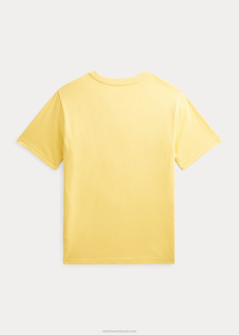 camiseta com decote em V em jersey de algodão BD6J6284 crianças Ralph Lauren milho amarelo