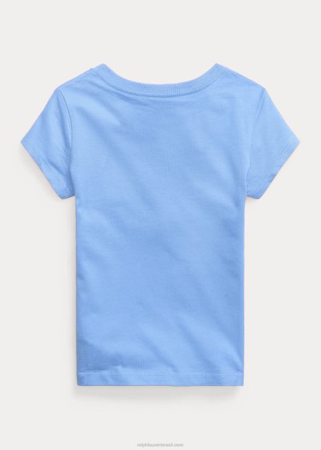 camiseta de algodão BD6J6905 crianças Ralph Lauren porto ilha azul