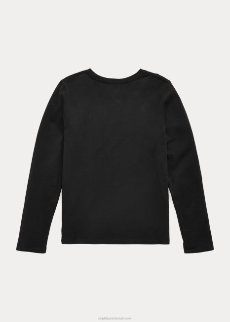 camiseta de algodão BD6J7215 crianças Ralph Lauren preto