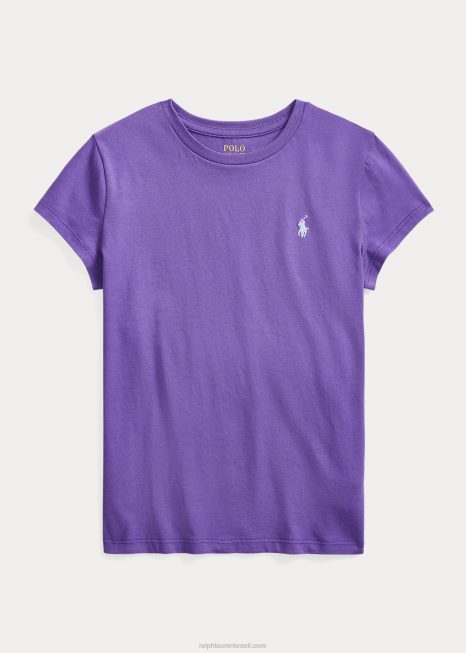 camiseta de algodão BD6J7227 crianças Ralph Lauren gravata roxa