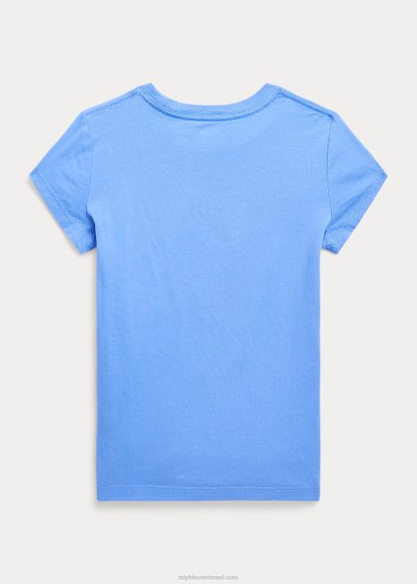 camiseta de algodão polo bear BD6J6852 crianças Ralph Lauren porto ilha azul