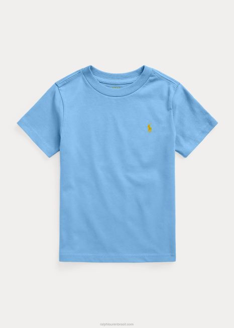 camiseta de gola redonda em jérsei de algodão BD6J5896 crianças Ralph Lauren porto ilha azul
