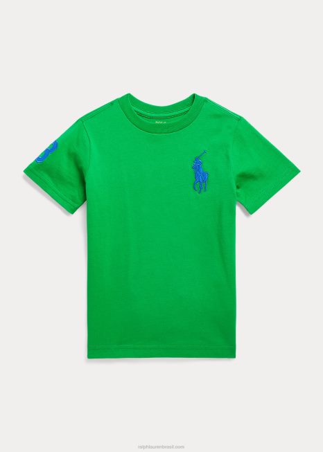 camiseta de jérsei de algodão big pony BD6J6448 crianças Ralph Lauren haste/estrela safira