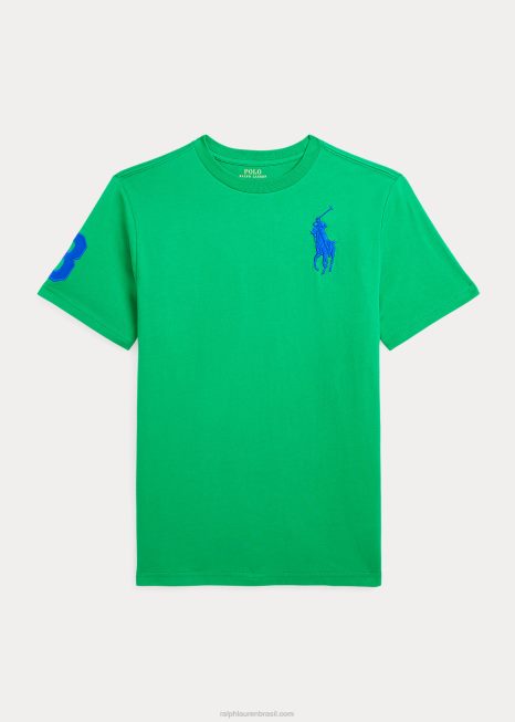 camiseta de jérsei de algodão big pony BD6J6584 crianças Ralph Lauren haste/estrela safira