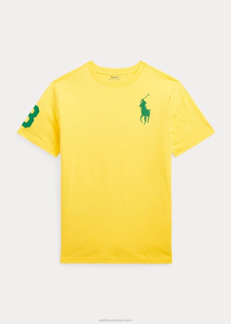 camiseta de jérsei de algodão big pony BD6J6585 crianças Ralph Lauren sinal amarelo/haste