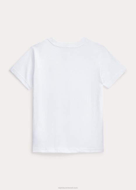 camiseta de jérsei de algodão big pony BD6J9782 crianças Ralph Lauren branco