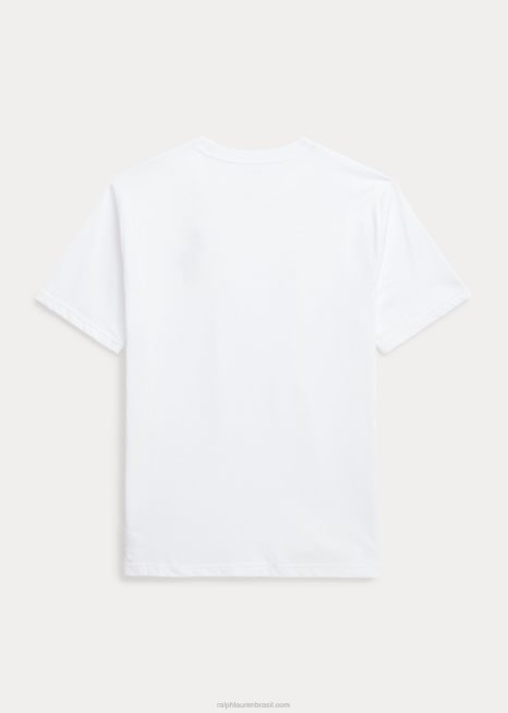 camiseta de jérsei de algodão big pony BD6J9815 crianças Ralph Lauren branco