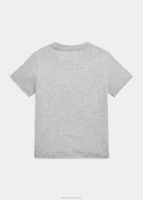 camiseta de jérsei de algodão com logo big pony BD6J6458 crianças Ralph Lauren e sobre urze