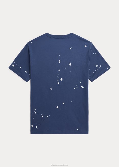 camiseta de jérsei de algodão com logotipo BD6J6642 crianças Ralph Lauren marinho rústico