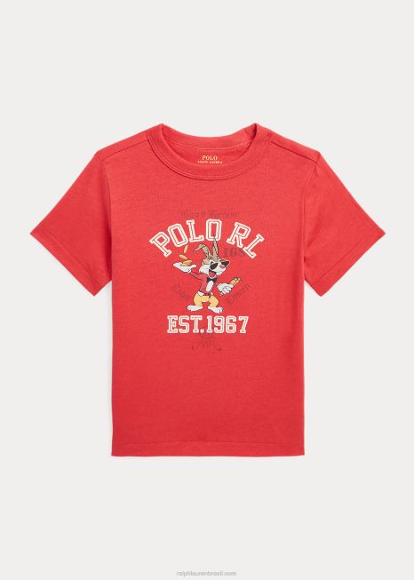 camiseta de jérsei de algodão do ano novo lunar BD6J6437 crianças Ralph Lauren postar vermelho