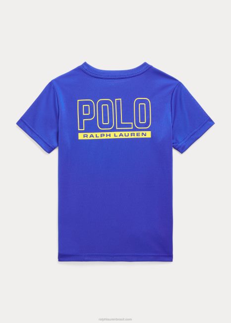 camiseta de jérsei de desempenho com logotipo BD6J9774 crianças Ralph Lauren estrela de safira