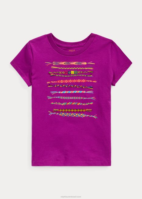 camiseta gráfica de jérsei de algodão BD6J9946 crianças Ralph Lauren amanhecer roxo