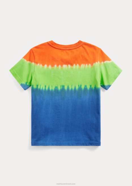 camiseta polo bear tie-dye em jersey de algodão BD6J6501 crianças Ralph Lauren estrela de safira multi
