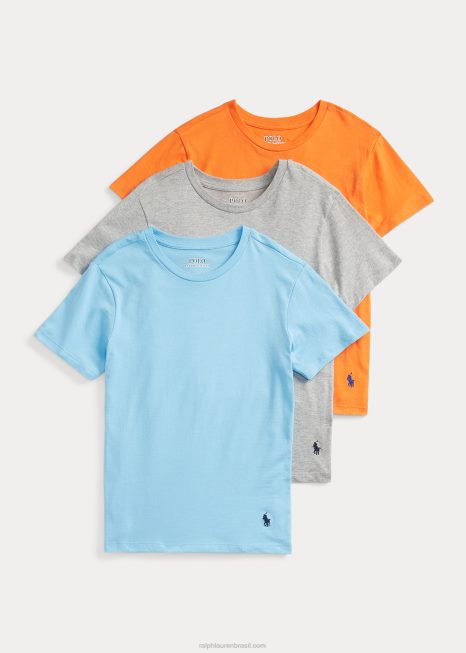 pacote com 3 gola redonda de algodão sólido BD6J6397 crianças Ralph Lauren multi